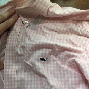 Pink gingham vineyard vines dress shirt